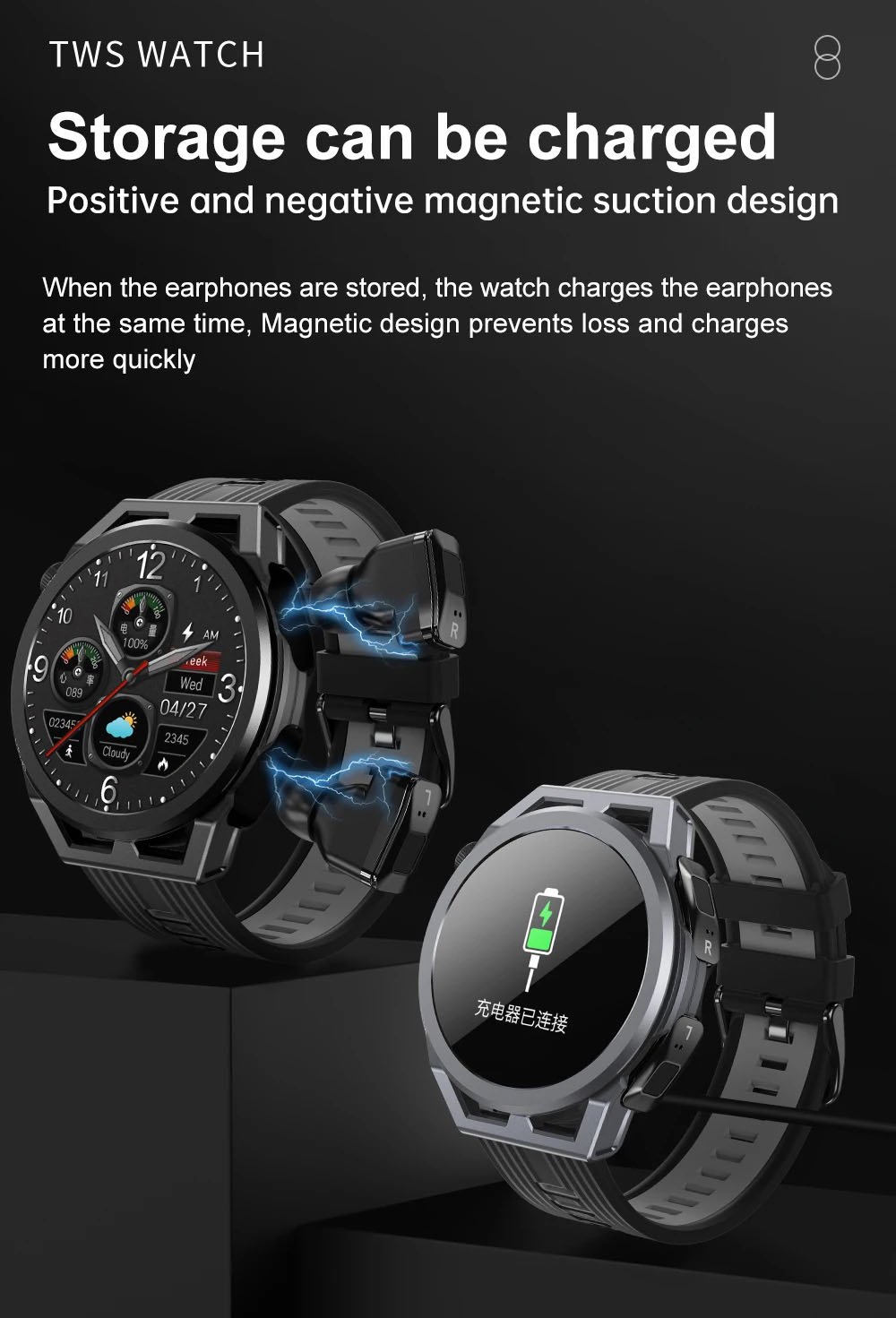 Bluetooth Smart Watch With Earbuds